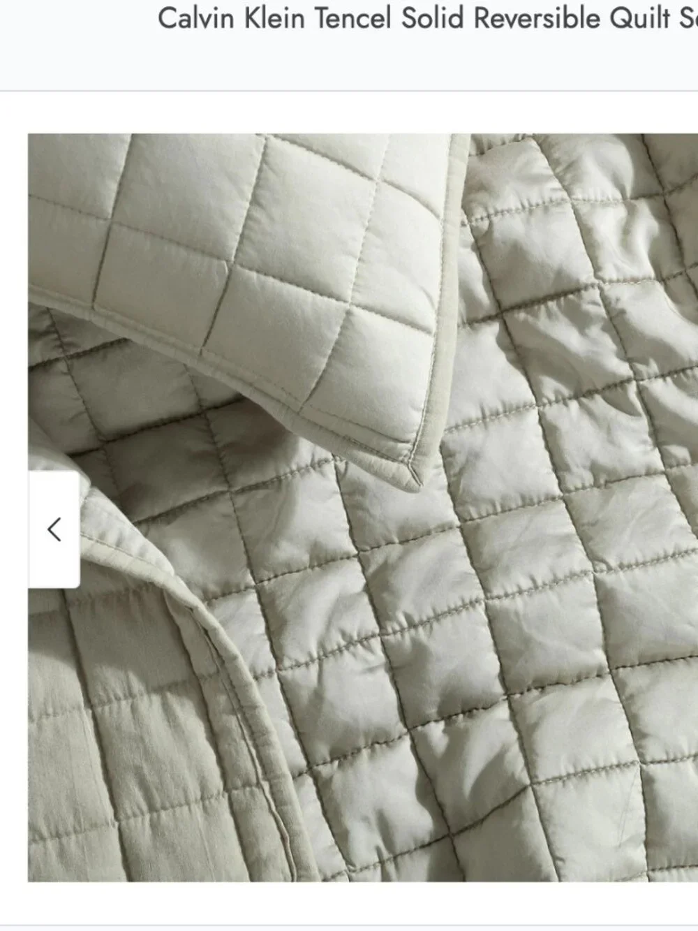 Calvin Klein Tencel Green F/Queen Quilt & Shams Box Stich  3PC set  New $334